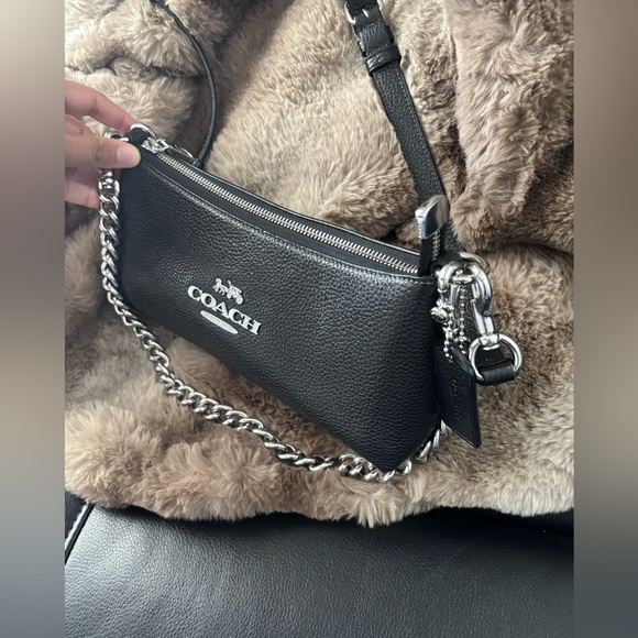 Coach Black Leather Charlotte Chain Shoulder & Crossbody Bag 🖤🩶 - Picture 3 of 8